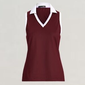 NWT RLX Ralph Lauren Sleeveless Polo Golf Shirt in Maroon, Size M